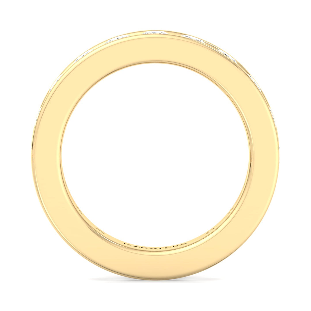 Yecla-Round Lab Yellow Gold Diamond Channel Set Eternity Band, Profile