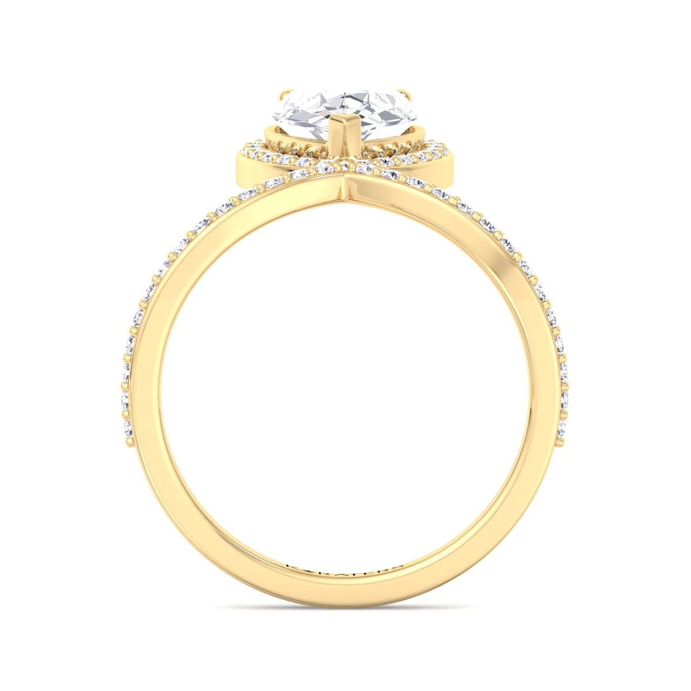 Blanca - Pear Shaped Cut Lab Grown Diamond Engagement Ring With Halo and Twisted Pave Band