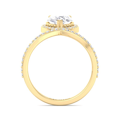 Blanca - Pear Shaped Cut Lab Grown Diamond Engagement Ring With Halo and Twisted Pave Band