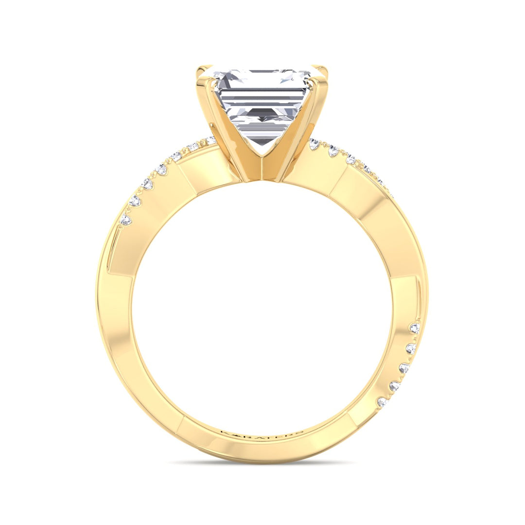 Karamell - Asscher Cut Lab Grown Diamond Engagement Ring with Twist SideStone Band