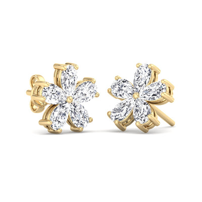 Chelsi - 1.07 Carat Pear Shape Lab-Grown Diamond Flower Earring Studs