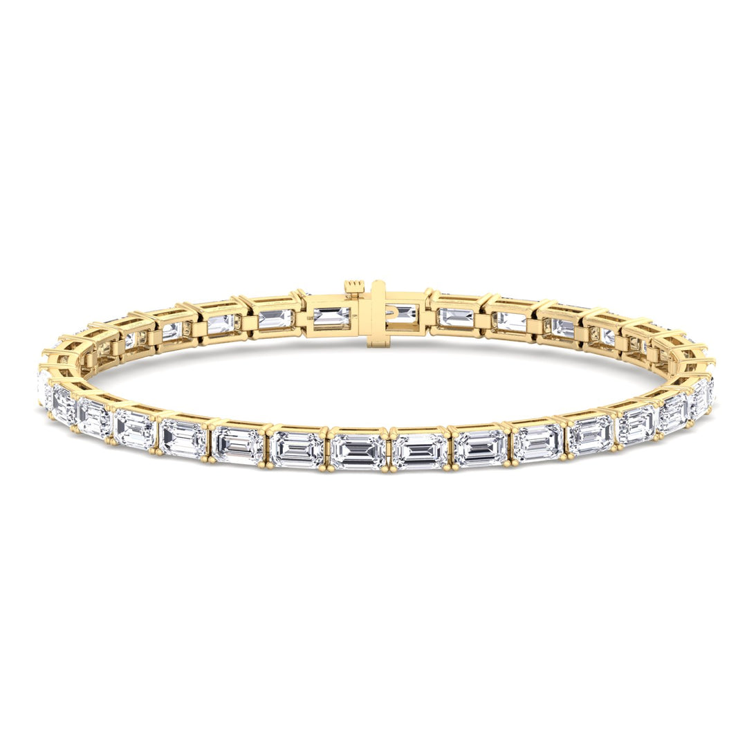 East To West Emerald Cut Lab-Grown Diamond Tennis Bracelet 14k Solid Gold