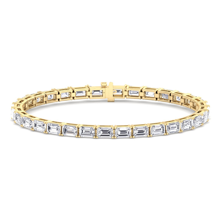 East To West Emerald Cut Lab-Grown Diamond Tennis Bracelet 18k Solid Gold