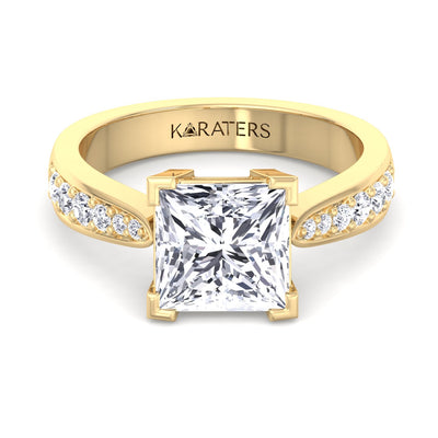 Calgary - Princess Cut Lab-Grown Diamond Engagement Ring with SideStones Channel Setting