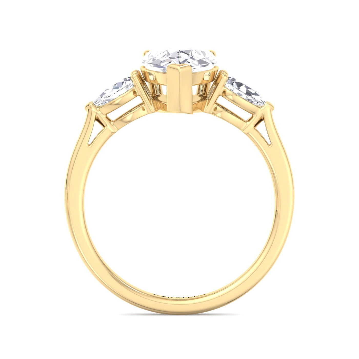 Sandalia - Pear Shaped Cut Lab Grown Diamond Solitaire Engagement Ring With Pear SideStones