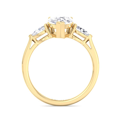 Sandalia - Pear Shaped Cut Lab Grown Diamond Solitaire Engagement Ring With Pear SideStones