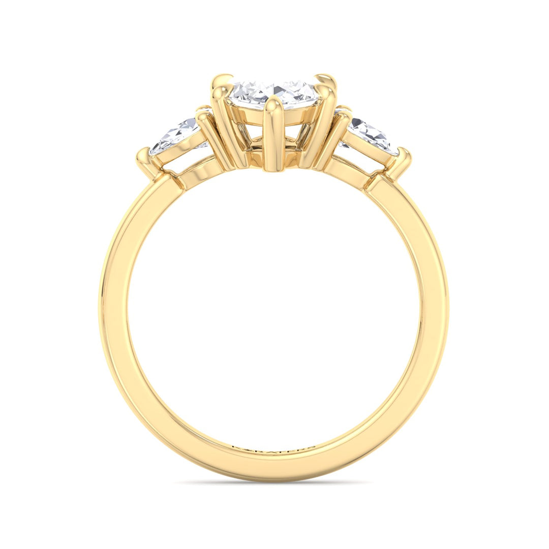 Cristallo - Marquise Shape Lab-Grown Diamond Engagement Ring with Pear Sidestones