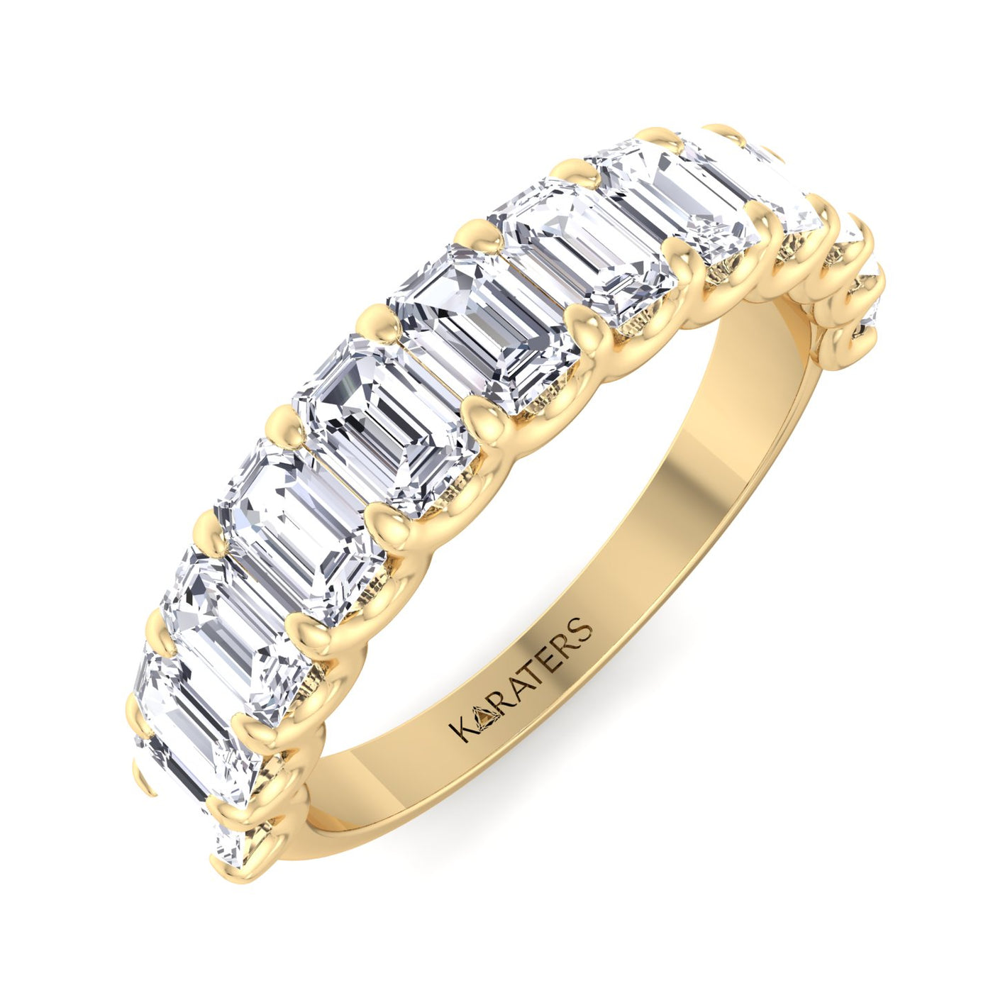 Zamora - Emerald Cut Lab Grown Diamond Semi/Halfway Eternity Band