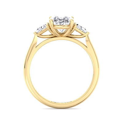 Modena - Oval Cut Lab Grown Diamond Engagement Ring with Trillion Side Stones