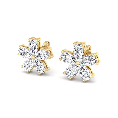 Chelsi - 1.07 Carat Pear Shape Lab-Grown Diamond Flower Earring Studs