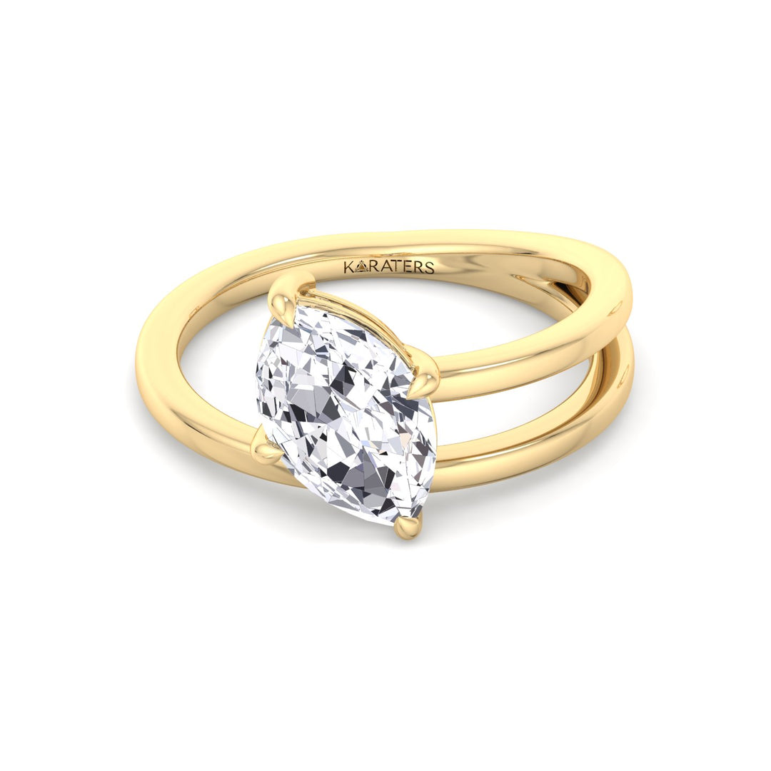 Syros - Twist Band Solitare Moval Lab-Grown Diamond Engagement Ring