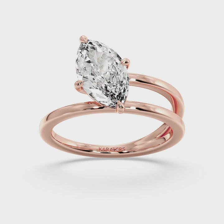 Syros - Twist Band Solitare Moval Lab-Grown Diamond Engagement Ring