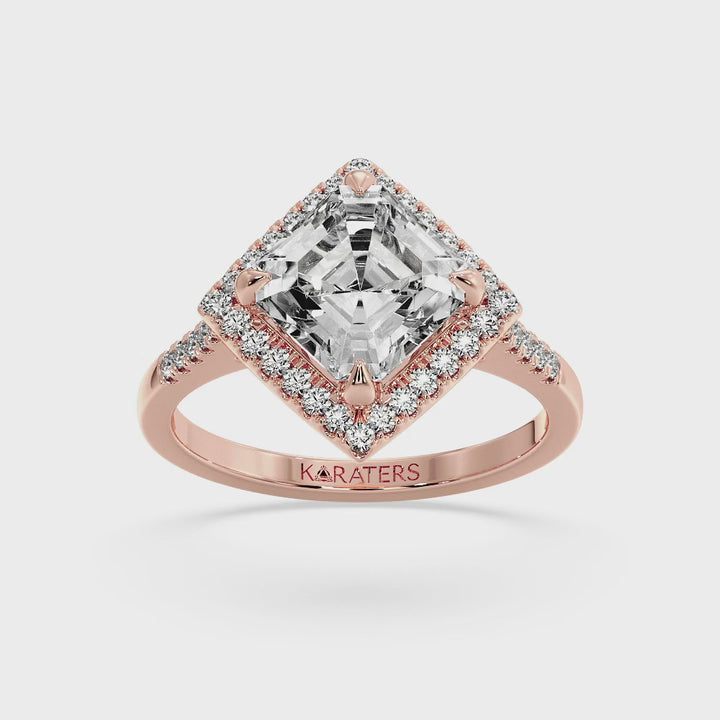 Kohle - Asscher Cut Lab Grown Diamond Engagement Ring With A Halo