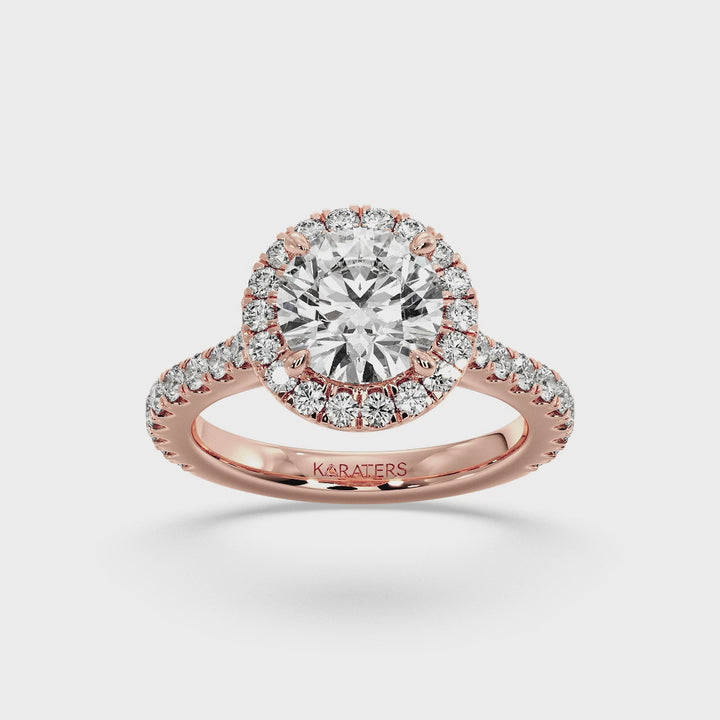 round-halo-lab-grown-diamond-engagement-ring-with-thin-pave-band-in-solid-rose-gold-band