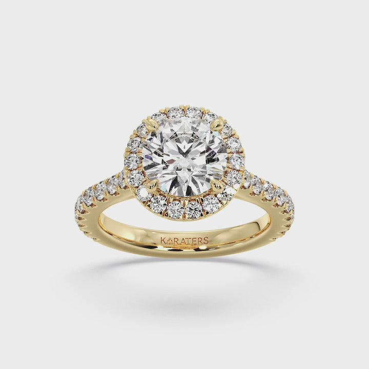 round-halo-lab-grown-diamond-engagement-ring-with-thin-pave-band-solid-yellow-gold-band