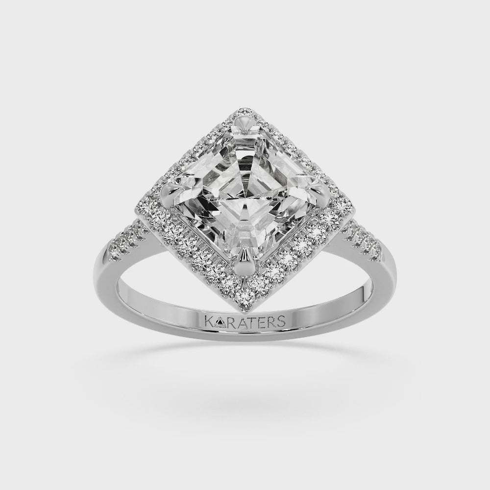 Kohle - Asscher Cut Lab Grown Diamond Engagement Ring With A Halo