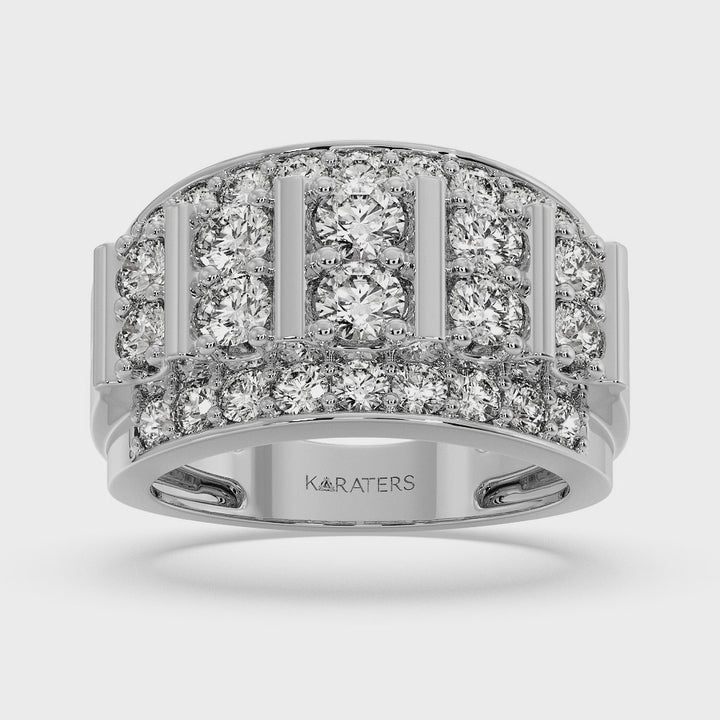 Beta - 5ct Men’s Multi Row Lab-Grown Diamond Column Ring