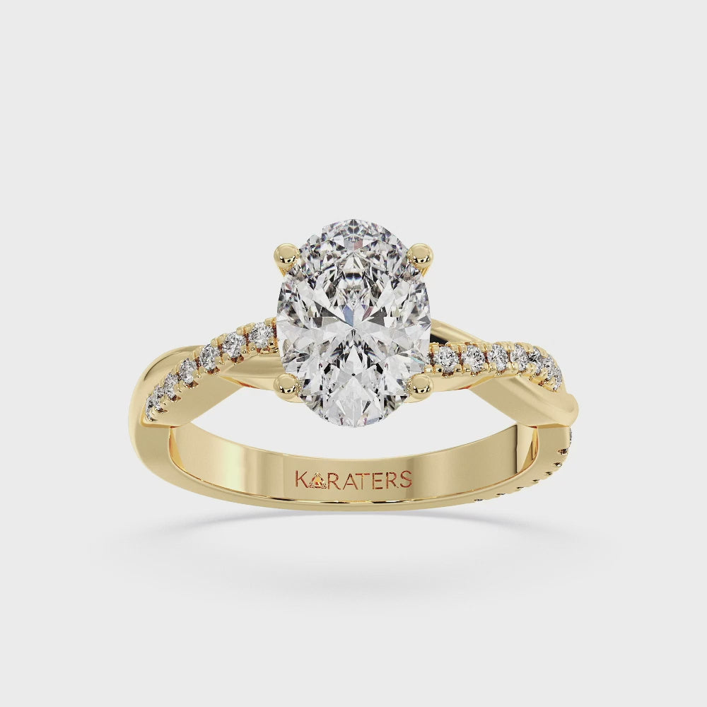 Andria - Oval Cut Lab Grown Diamond Engagement Ring with Oval Side Stones