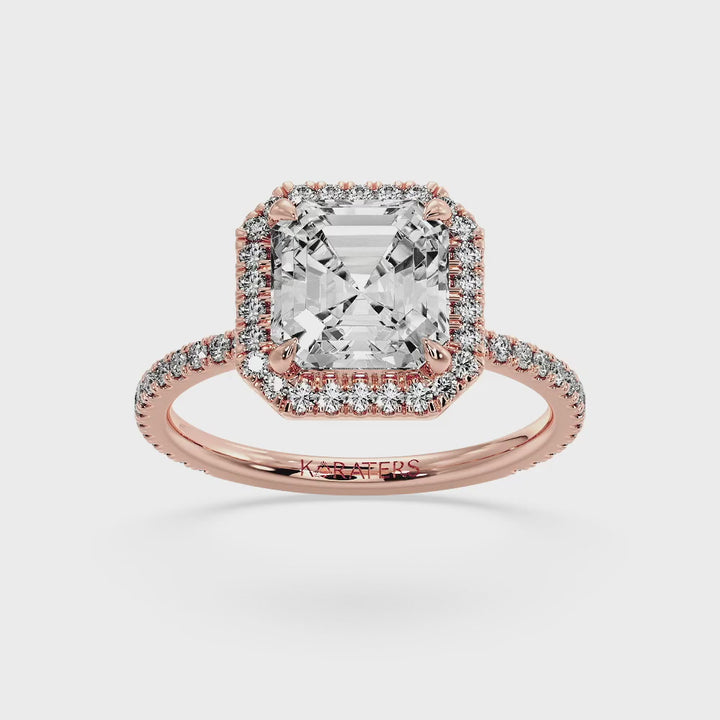 Kastanie - Asscher Cut Lab Grown Diamond Engagement Ring with a Halo